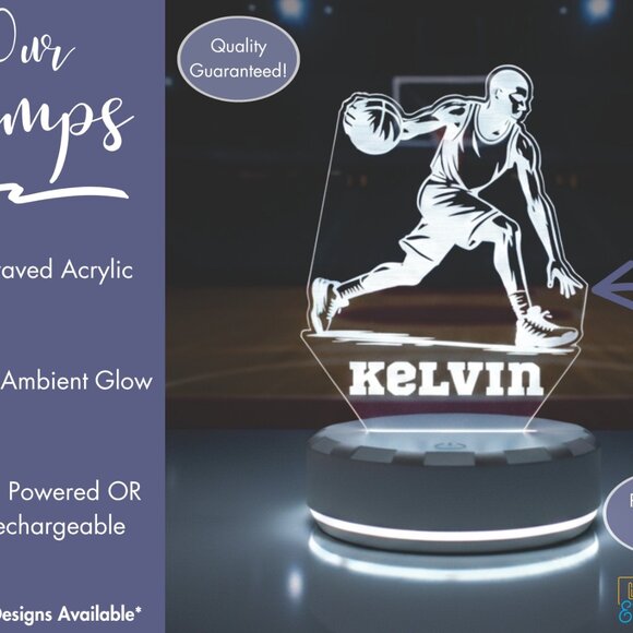 Custom Basketball Night Light – LED Lamp for Athletes - Picture 3 of 8